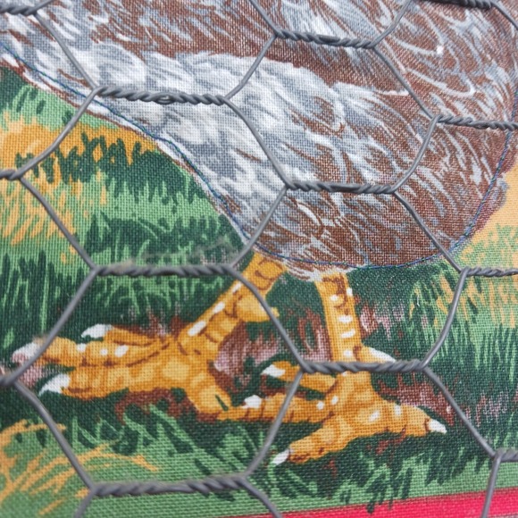 Framed Rustic Wall art Country Farm Homestead Chickens wire quilted fabric Wood - Picture 4 of 14